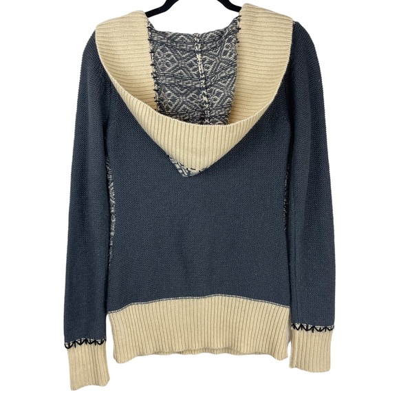 BKE Womens Shawl Knit Hooded Sweater Sz Medium Aztec Ribbed Boho Western - Picture 2 of 12